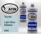 Preview: Toyota, Light Blue Metallic, 8A8: 400ml Sprühdose + 400ml Klarlack - Set, von ATW Autoteile West.